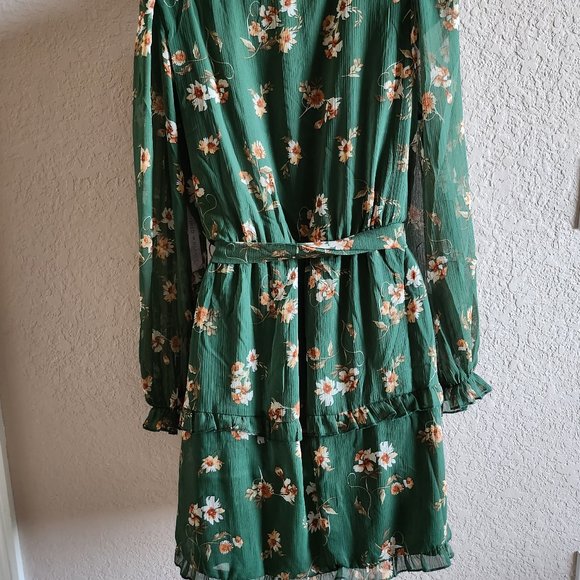 Inspired Hearts Green Floral Ruffle Dress - Picture 6 of 14